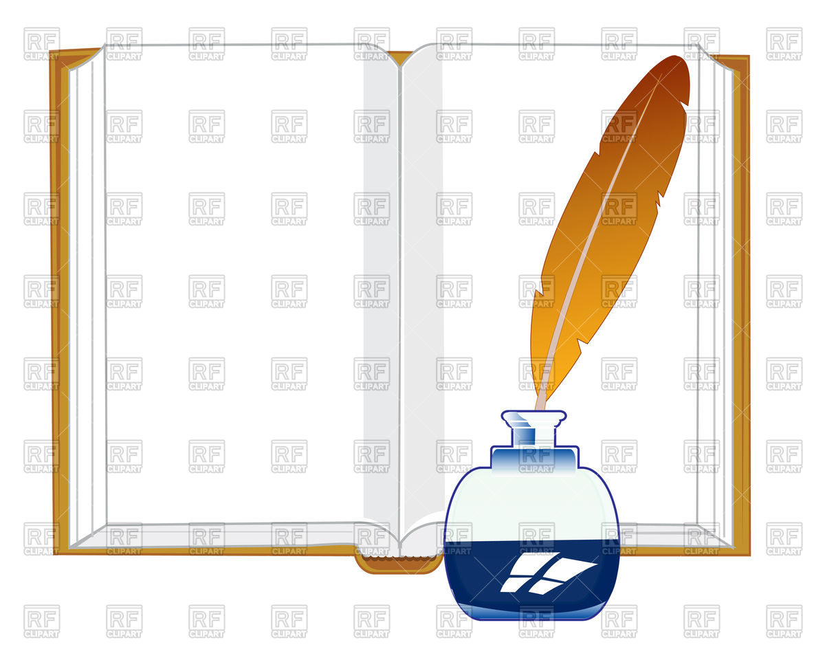 1200x960 Inkwell With Feather And Notepad Vector Image Vector Artwork Of