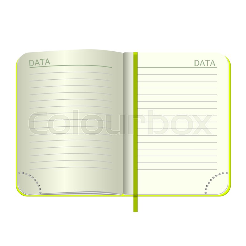 800x800 Template Open A Blank Notepad. Vector Personal Notebook With A