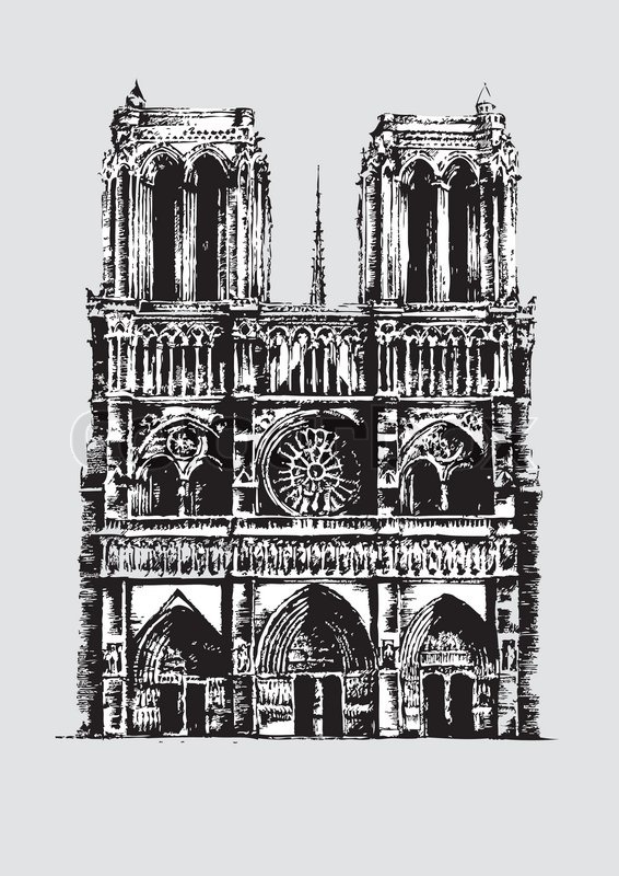 566x800 Notre Dame Cathedral Sketch Stock Vector Colourbox