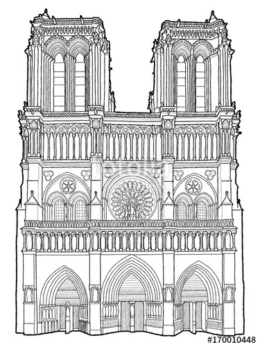 375x500 Notre Dame De Paris Vector Illustration Han Drawn Cartoon Art