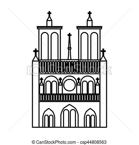 450x470 Notre Dame Catedral Monument Vector Illustration Design.