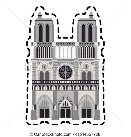 450x470 Notre Dame Cathedral Icon Over White Background. Colorful Design
