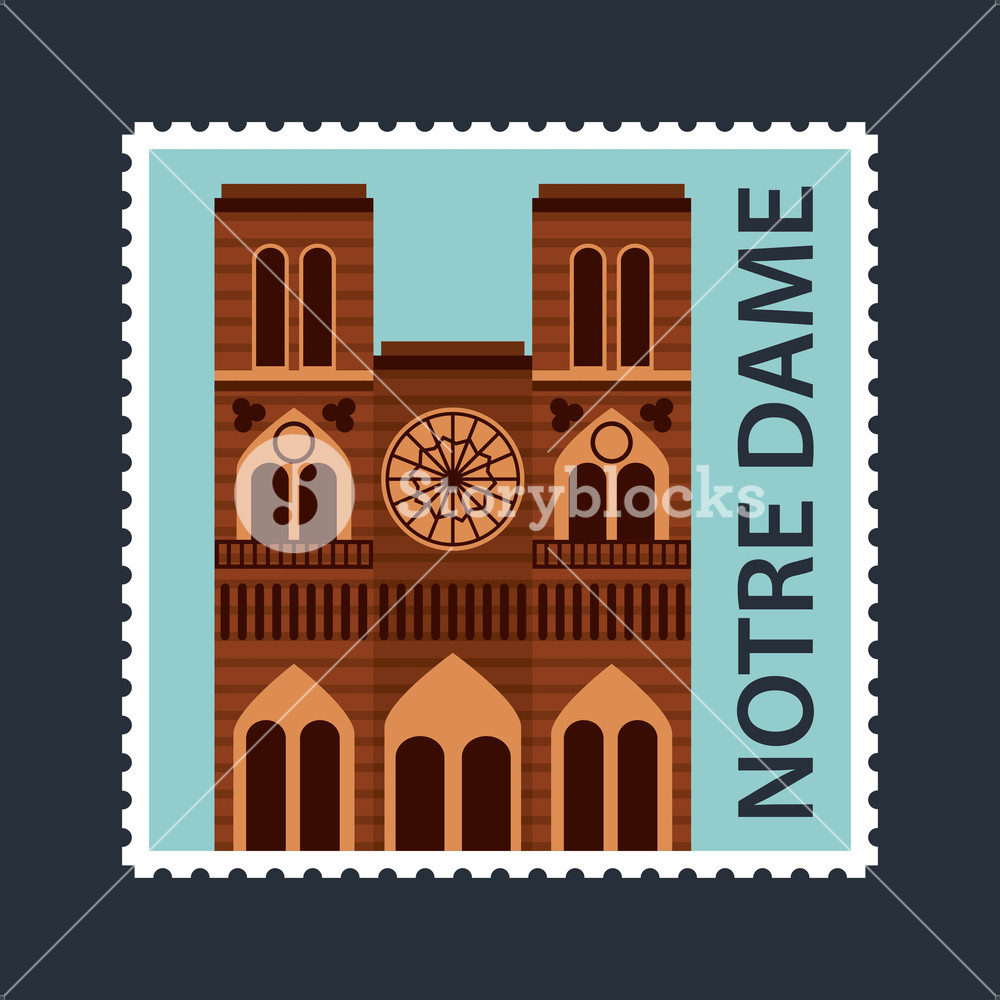 1000x1000 Landmarks Of The World Postcard Notre Dame Vector Illustration