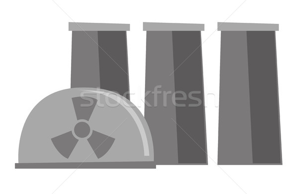 600x391 Nuclear Power Plant Vector Cartoon Illustration. Vector