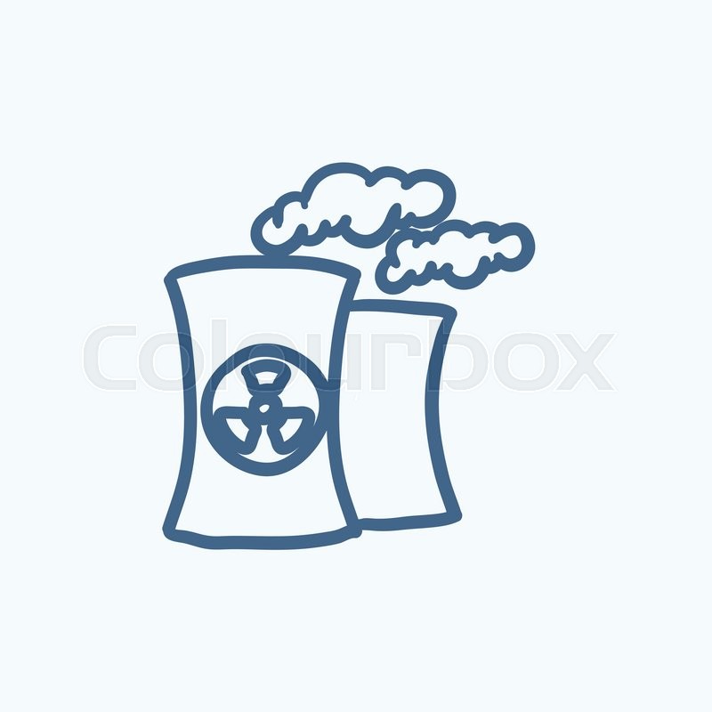 800x800 Nuclear Power Plant Vector Sketch Icon Isolated On Background