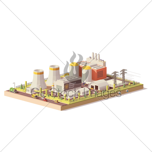 500x500 Vector Low Poly Nuclear Power Plant Gl Stock Images