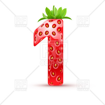 400x400 Strawberry Style Font, Number 1 Vector Image Vector Artwork Of