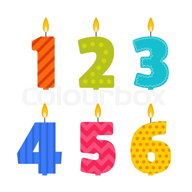 800x800 Vector Flat Design Birthday Candle Set In The Shape Of Numbers 1