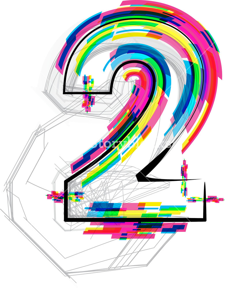 780x1000 Font Illustration. Number 2. Vector Illustration Royalty Free