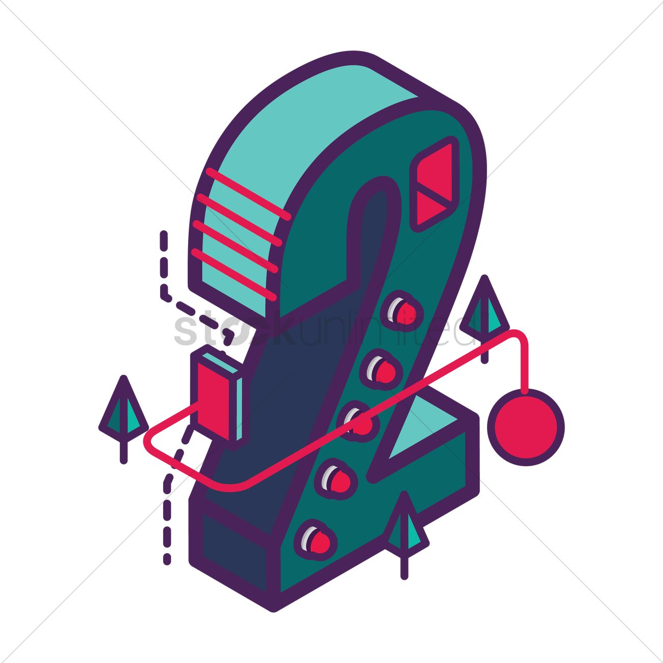 1300x1300 Isometric Number 2 Vector Image