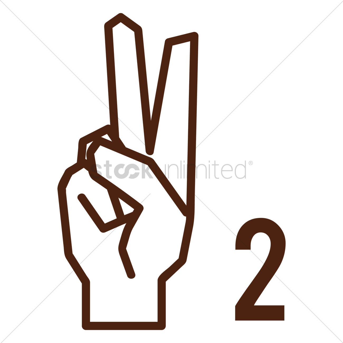 1300x1300 Man Hand Sign With Number 2 Vector Image