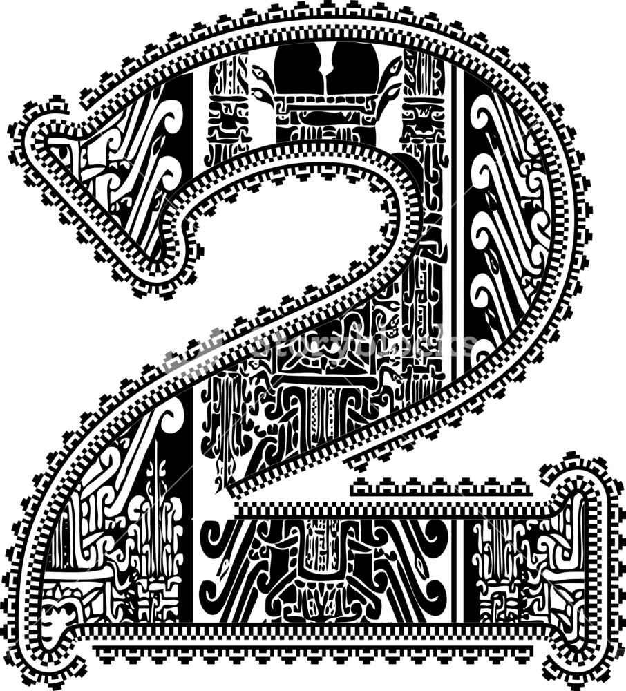 906x1000 Ancient Number 2. Vector Illustration Royalty Free Stock Image