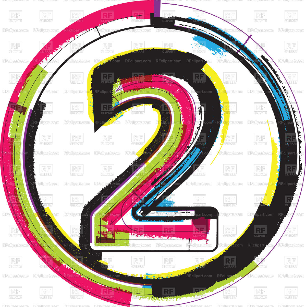 1199x1200 Colorful Grunge Font Number 2 Vector Image Vector Artwork Of