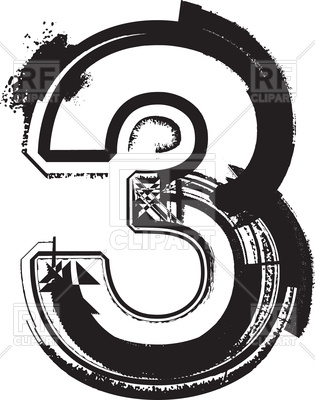 315x400 Grunge Font Black Number 3 Vector Image Vector Artwork Of Fonts