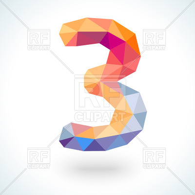 400x400 Number Three (3) In Modern Polygonal Crystal Style Vector Image