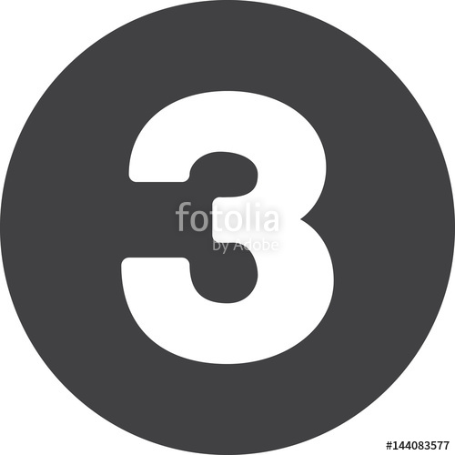 500x500 Three, Number 3 Flat Icon, Circular Sign Stock Image And Royalty