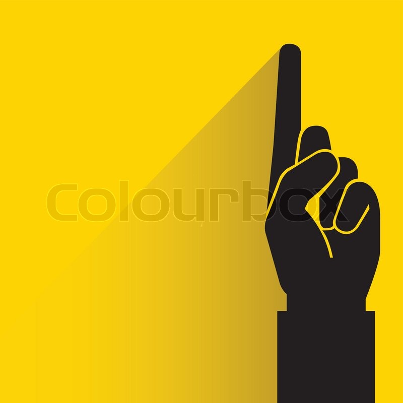 800x800 Number One Hand Sign, Index Finger On Yellow Background Stock