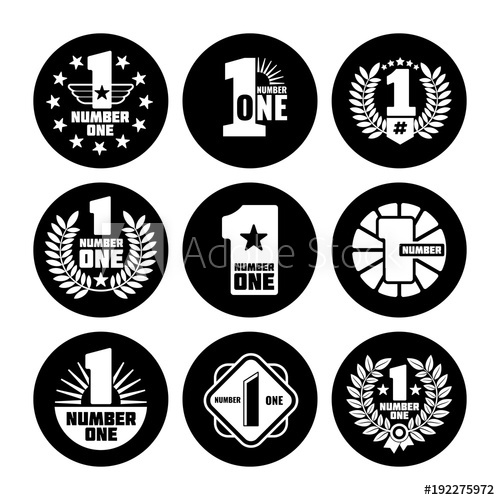 500x500 Number One Vector Labels On Black Icons