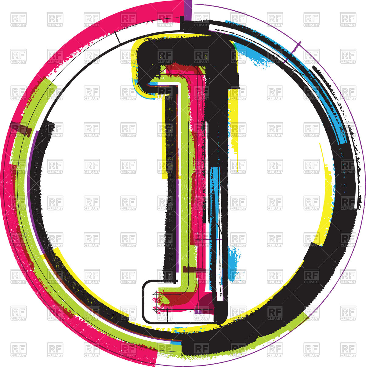 1199x1200 Round Frame And Colourful Number 1, One Vector Image Vector