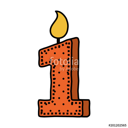 500x500 Birthday Candle With Number One Vector Illustration Design Stock