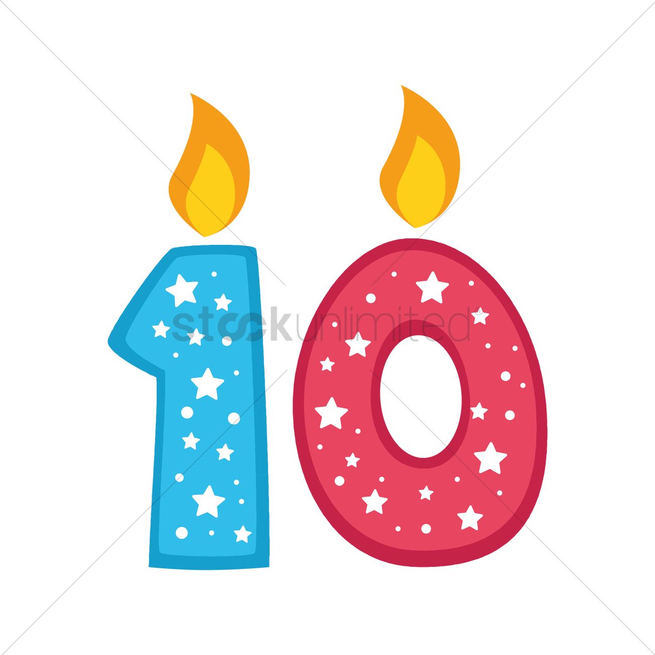 1300x1300 Number 10 Candles Vector Image