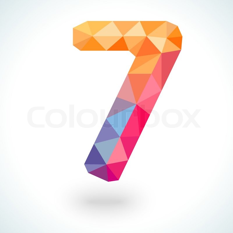 800x800 Number Seven In Modern Polygonal Crystal Style. Vector