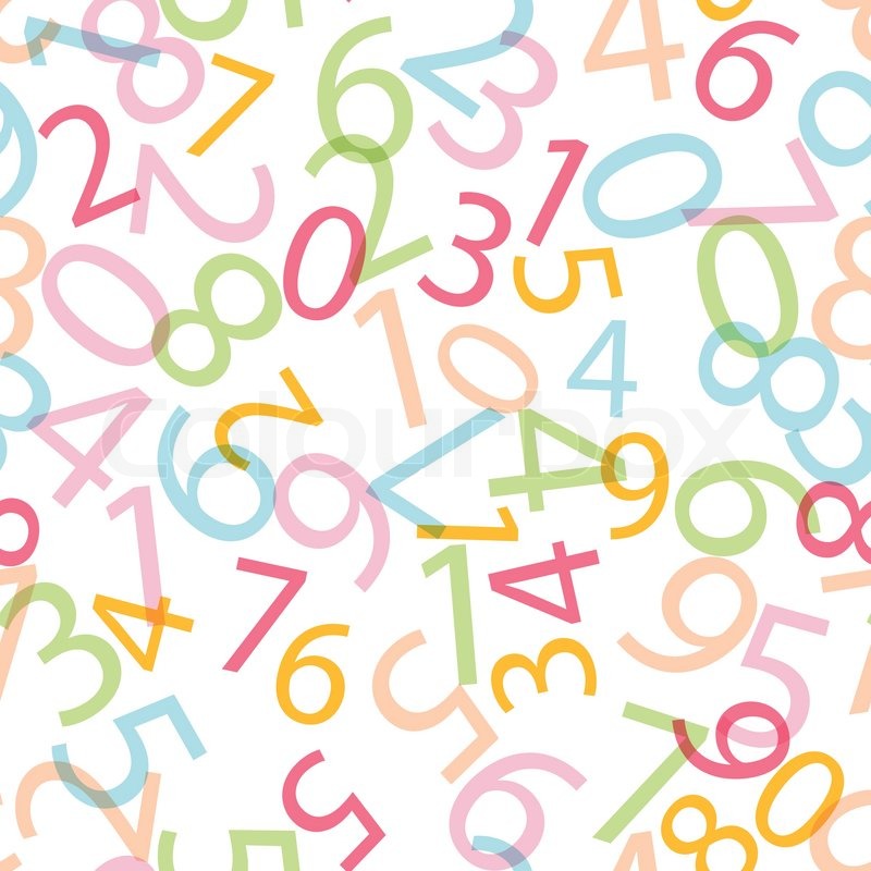 800x800 Seamless Pattern Made From Transparent Colorful Numbers Stock