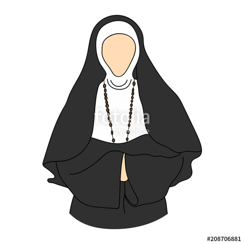 500x500 Nun Silhouette. Vector Illustration. Stock Image And Royalty