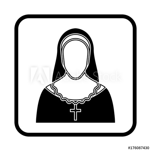 500x500 Nun Vector Illustration. Religion Icon. Silhouette. Flat Style