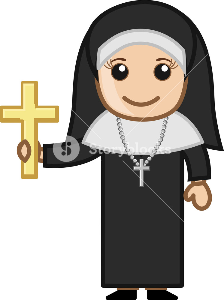 746x1000 Nun With Golden Cross
