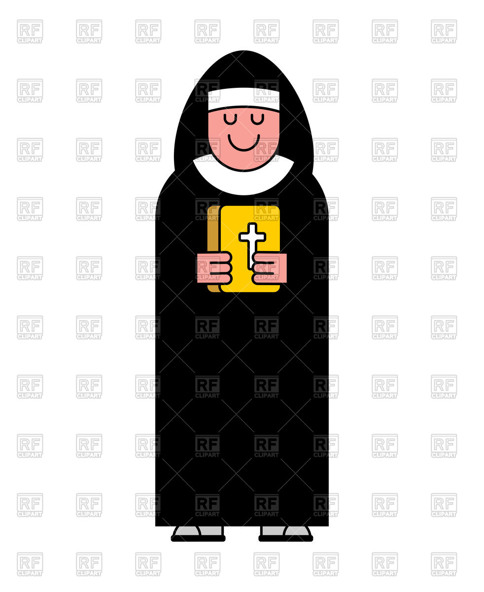982x1200 Nun And Bible Contour Style Icon Vector Image Vector Artwork Of
