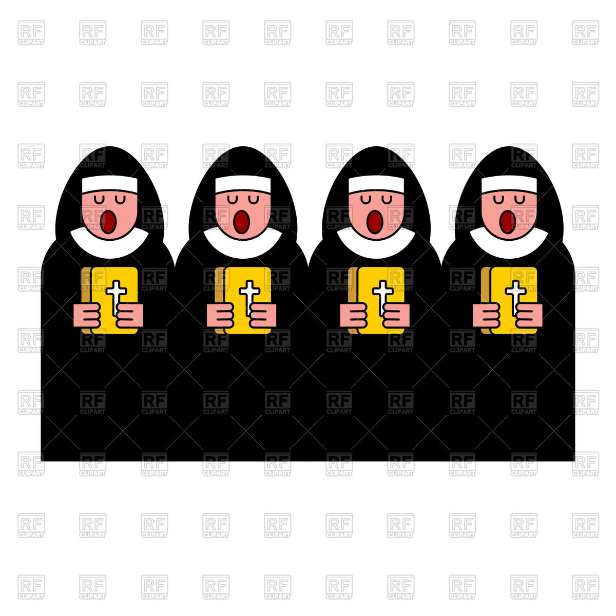 1200x1200 Nun Choir. Catholic Religious Women. Monastic Singing Vector Image