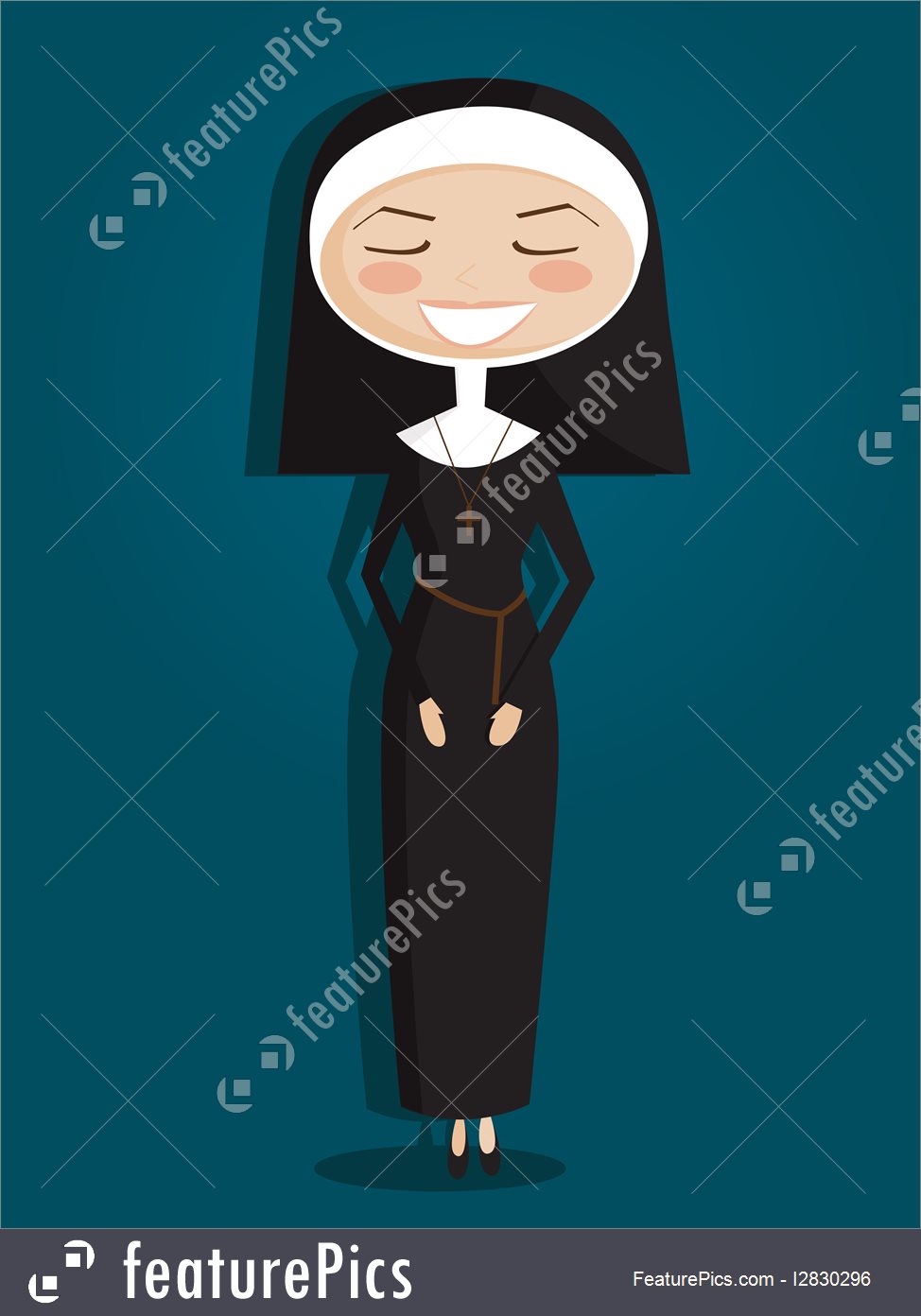 974x1392 Retro Cartoon Nun Illustration