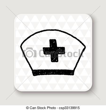 450x470 Nurse Hat Doodle Drawing Vector Clip Art