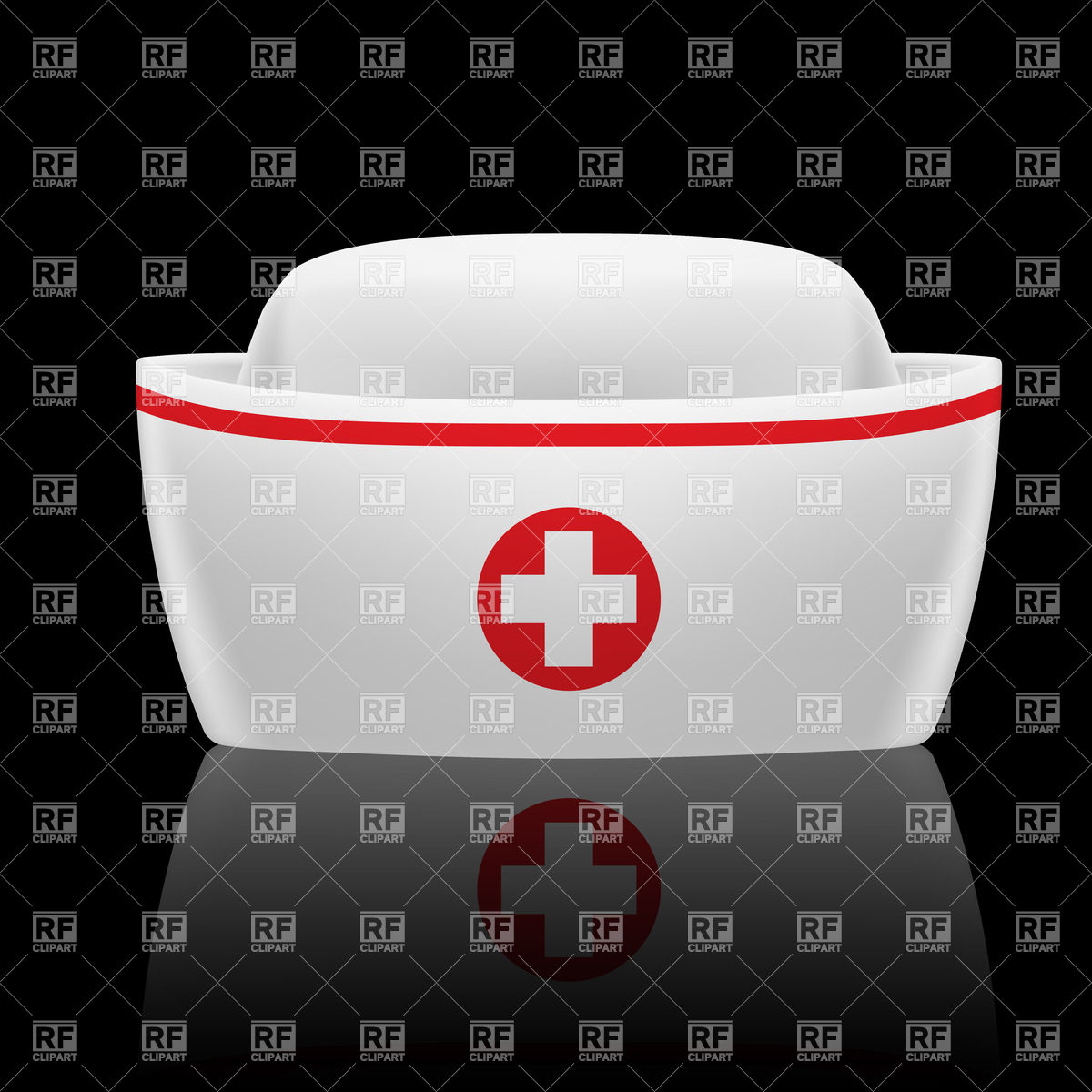1200x1200 White And Red Nurse Cap Isolated On Black Vector Image Vector