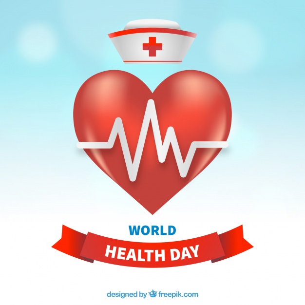 626x626 World Health Day Background With Heart And Nurse Hat Vector Free