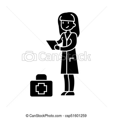 450x470 Nurse Icon, Vector Illustration, Black Sign On Isolated Background