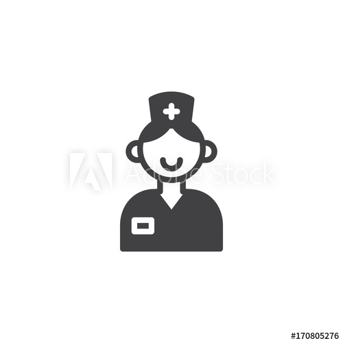 500x500 Nurse Icon Vector, Filled Flat Sign, Solid Pictogram Isolated On