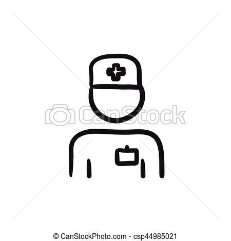 450x470 Nurse Sketch Icon. Nurse Vector Sketch Icon Isolated On Background