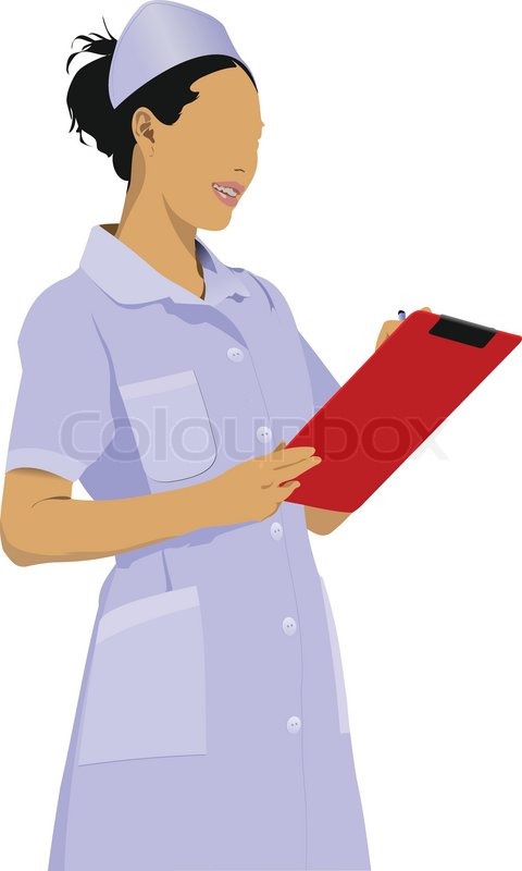 480x800 Nurse Woman With White Doctor`s Smock Vector Illustration Stock