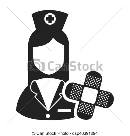 450x470 Avatar Woman Nurse With Adhesive Bandage Medicine Icon. Vector