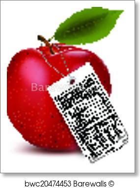 285x382 Art Print Of An Apple With A Nutrition Facts Label. Vector
