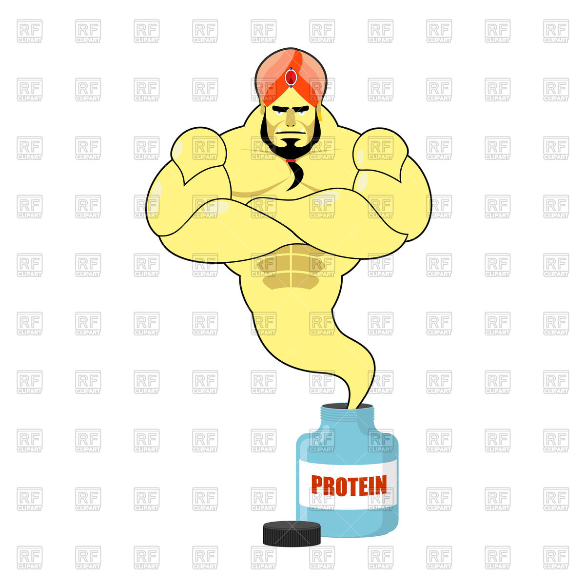 1200x1200 Genie Departs From Jar With Sports Nutrition Vector Image Vector