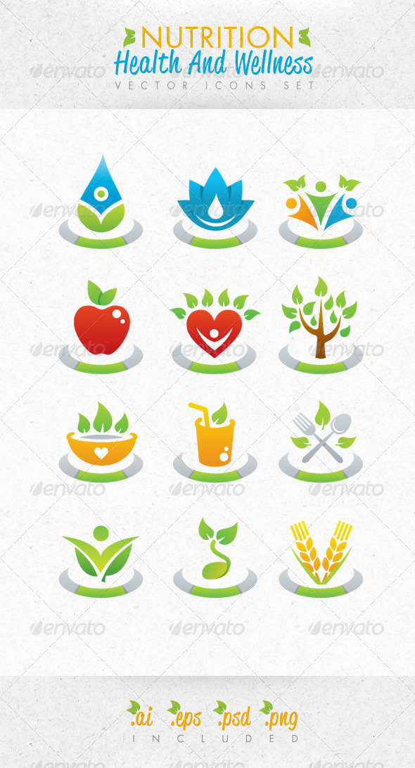 590x1092 Nutrition Health And Wellness Vector Icons Set By Subtropica