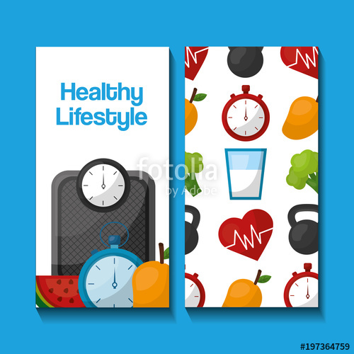 500x500 Healthy Lifestyle Vertical Banners Sport Food Nutrition Vector
