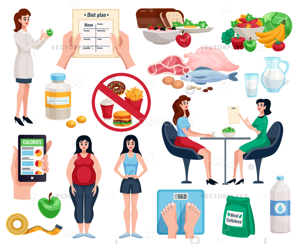 1000x818 Diet Decorative Icons Set Basic Nutrition Vector Illustration