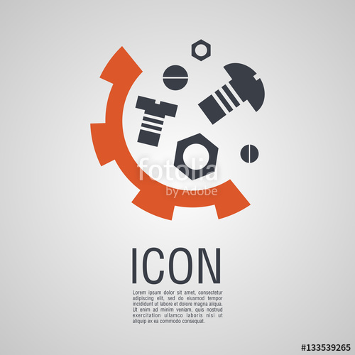 500x500 Vector Icons In The Form Of Nuts And Bolts Gear Wheel. Stock