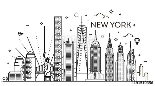 500x276 New York City Skyline, Vector Illustration, Flat Design Stock