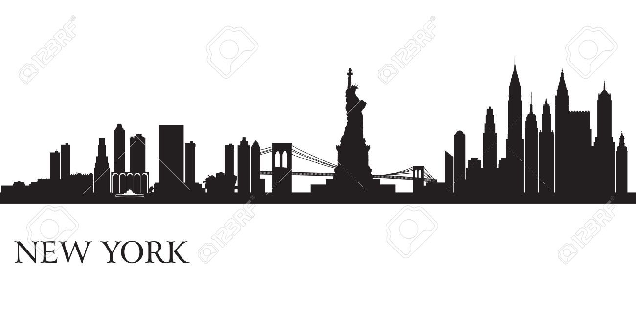1300x650 New York City Skyline Silhouette Background Vector Illustration