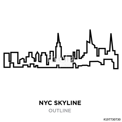 500x500 Nyc Skyline Outline On White Background, Vector Illustration